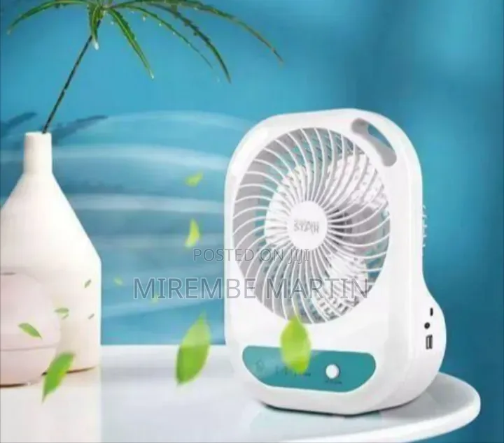 Winningstar Portable Rechargeable Desk Fan With Built-in LED Light