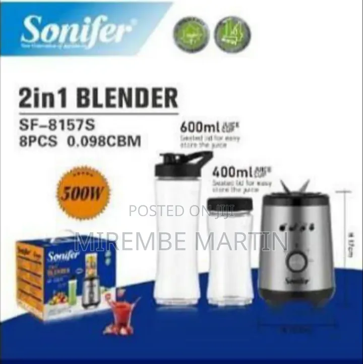 Sonifer 2-in-1 Compact Personal Blender System (500W)