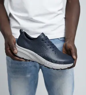 Original Navy Blue Ecco Casual Leather Sneakers