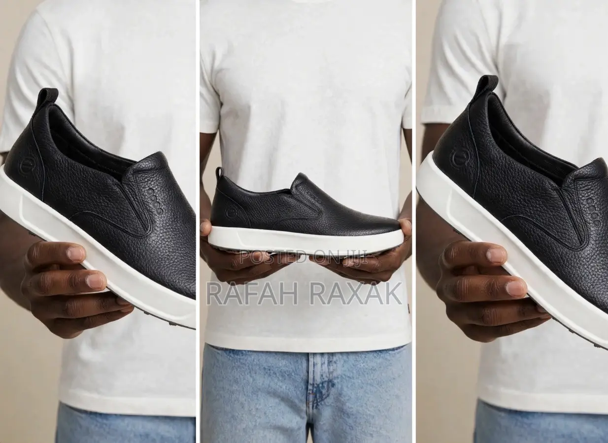Original Black/White Slip-on Ecco Smart Casual Leather Shoes