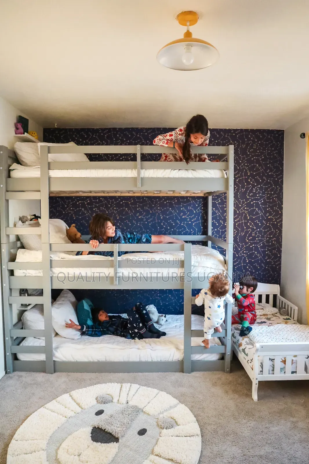 3 by 6 Triple Gray Wooden Decker Bed