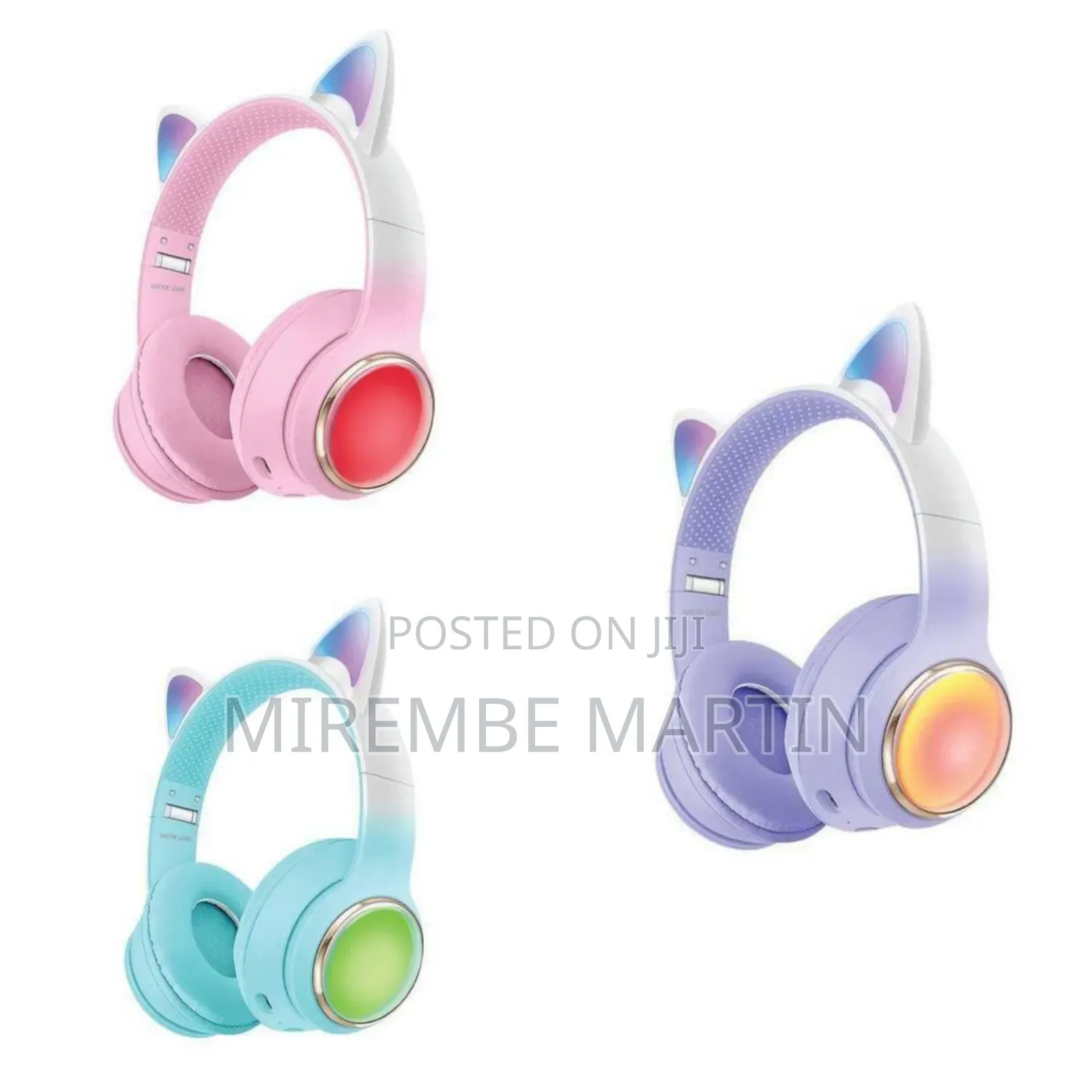 Green Lion Cat Ear Kids Wireless Headphones With LED Lights