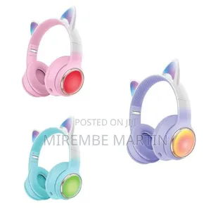 Green Lion Cat Ear Kids Wireless Headphones With LED Lights