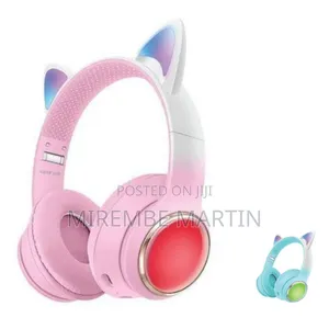 Green Lion Cat Ear Kids Wireless Headphones With LED Lights