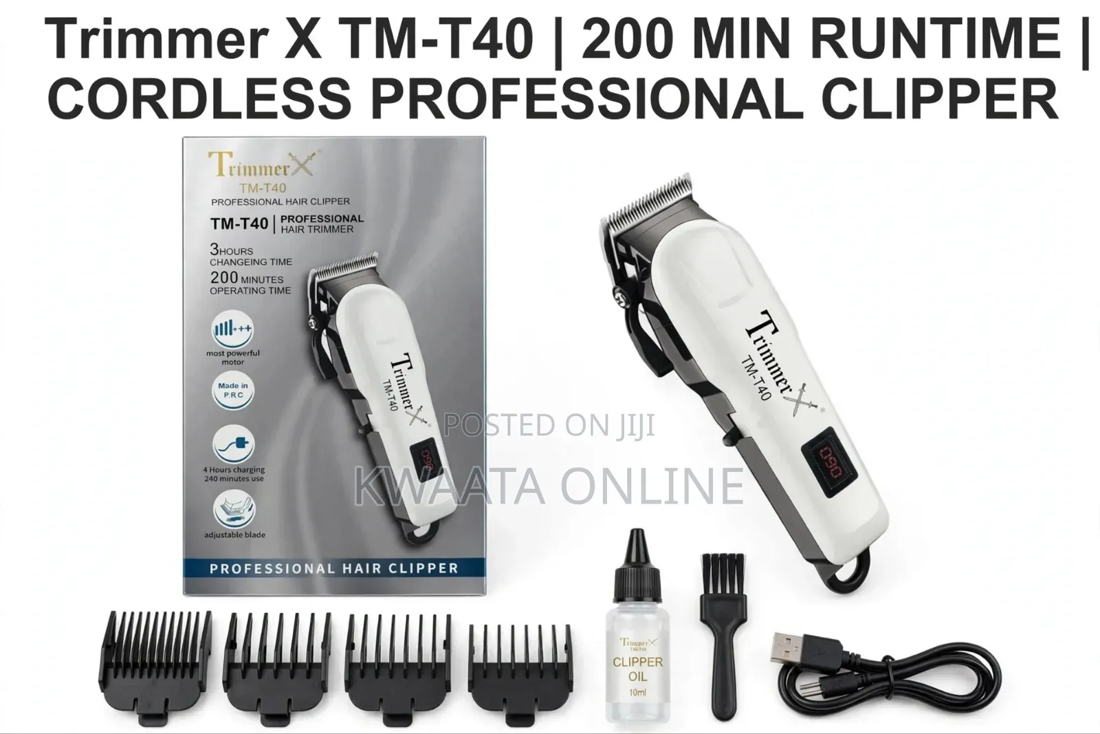 Trimmer X TM-T40 Professional Cordless Hair Clipper and Trimmer