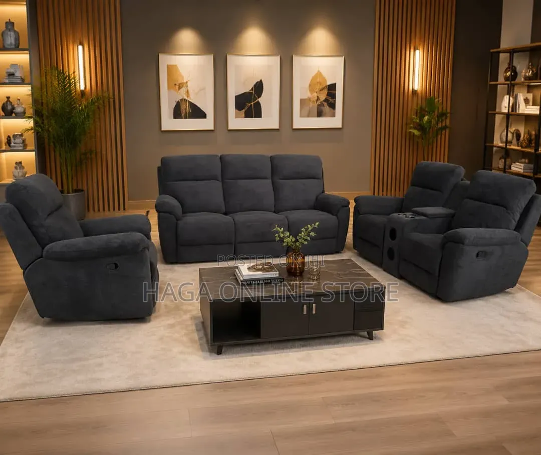 Manuel Recliner Leather Sofa 6 Seaters