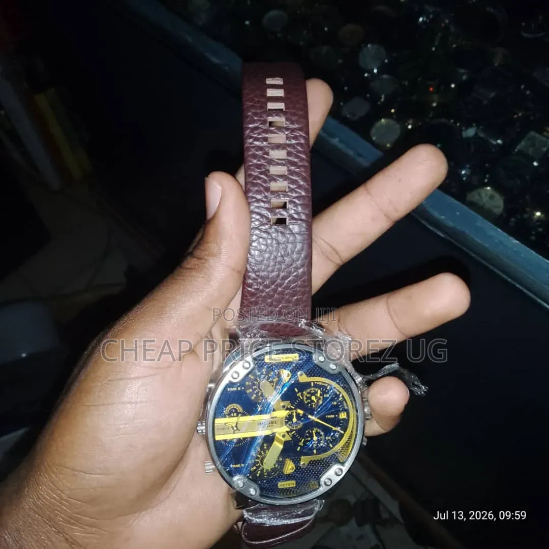 Brown Silver Diesel Watch for Man Silver