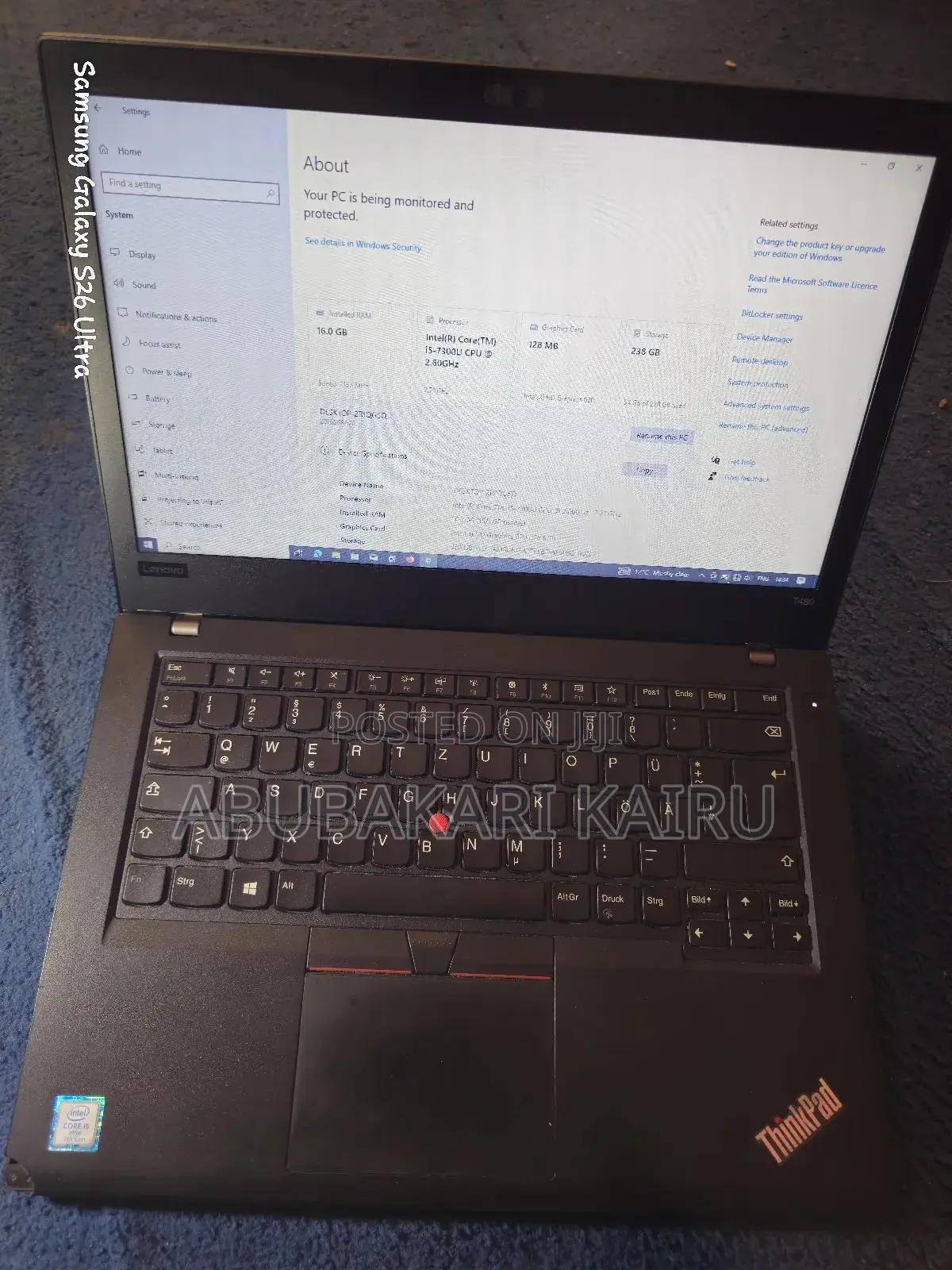 Laptop Lenovo ThinkPad T480 16GB Intel Core i5 SSD 256GB