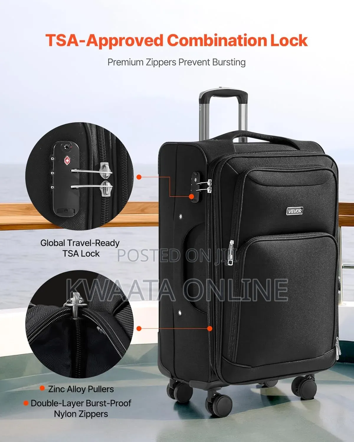 4 Set Suitcase Canvas Strong Material Oxford Fabric, Spinner Wheels