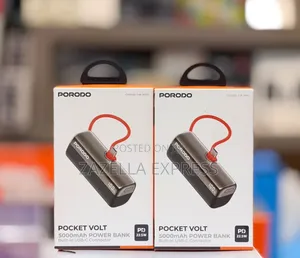 Porodo Pocket Volt 5000mah Nano Power Bank, Built-in USB-C Connector