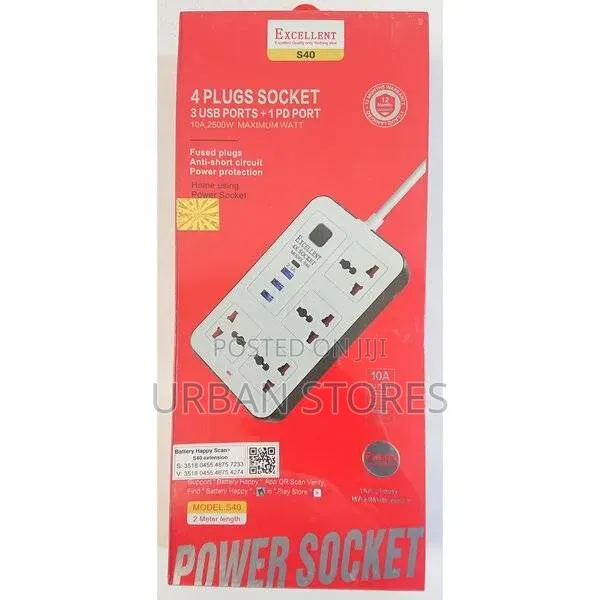 4-Way Power Extension With 3 USB Ports
