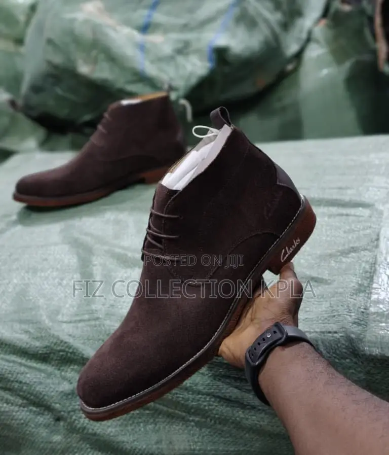 Coffee Brown Clarks Suede Ankle Boots for Men