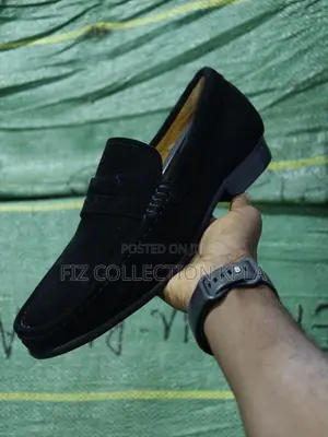 Black Suede Men’s Classic Penny Loafer Shoes