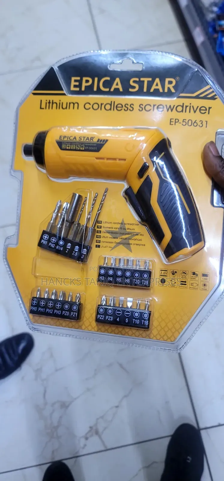 ​EPICA STAR EP-50631 Lithium Cordless Screwdriver and Bit Set