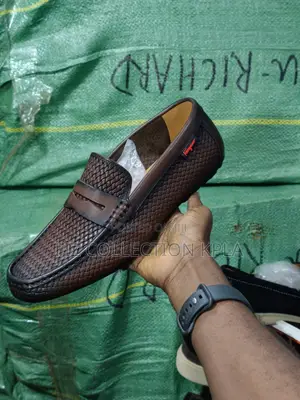 Original Ferragamo Brown Woven Leather Moccasins