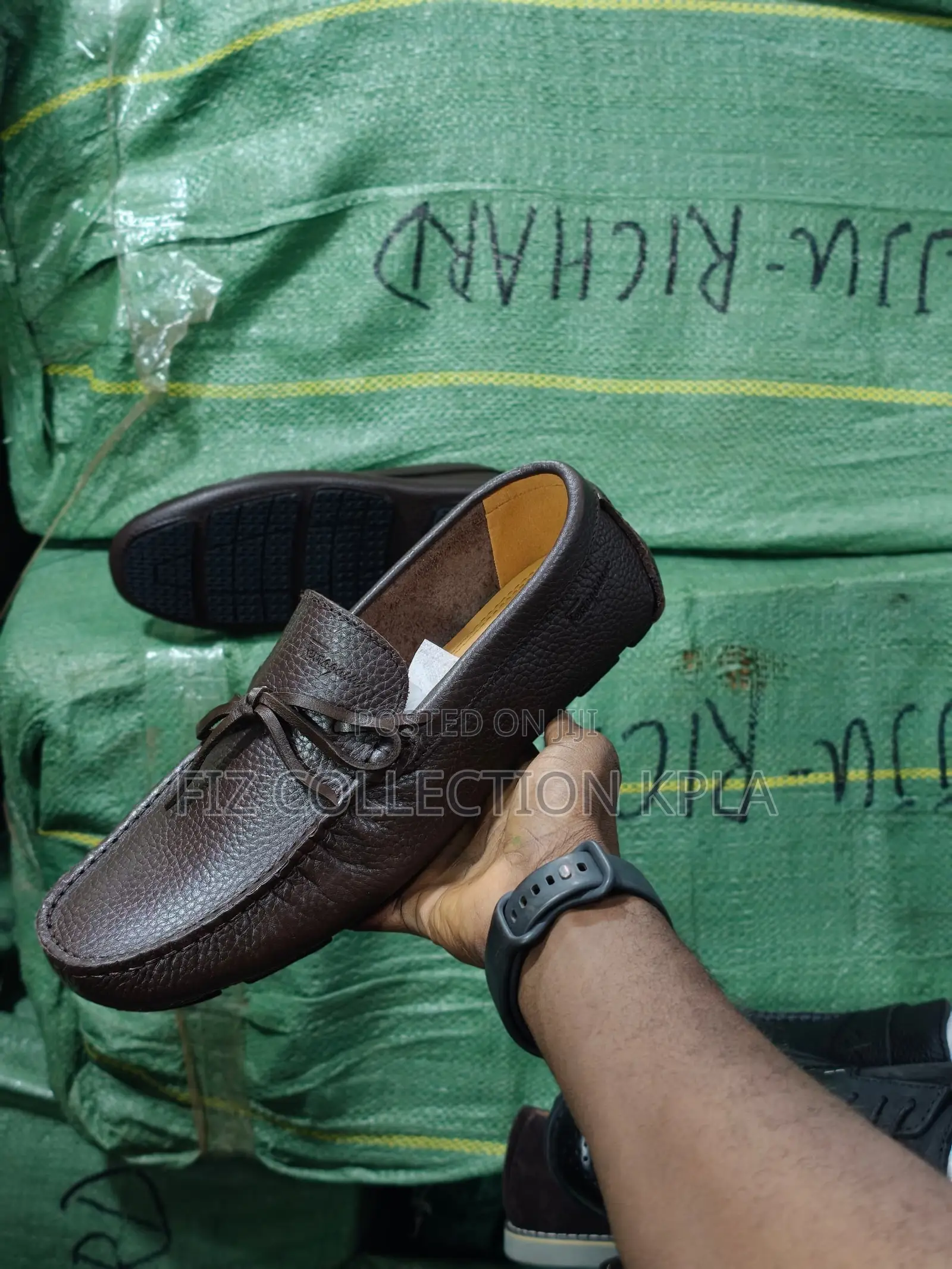 Dark Brown Tumbled Leather Driving Moccasins