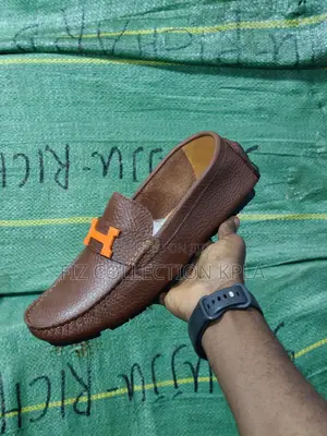 Hermès Brown Leather Slip-on H Buckle Loafers