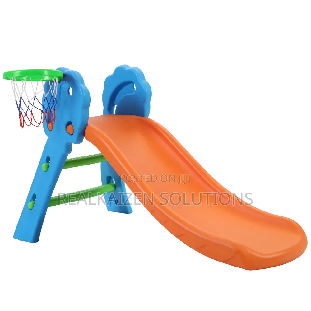 Indoor Outdoor Kids Slide With Basketball Hoop