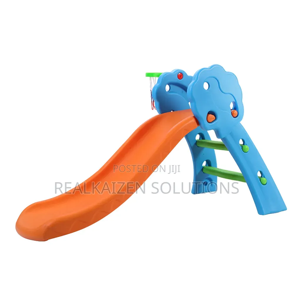 Indoor Outdoor Kids Slide With Basketball Hoop