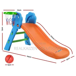 Indoor Outdoor Kids Slide With Basketball Hoop
