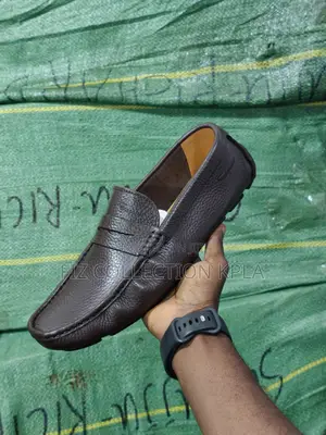 Ferragamo Brown Tumbled Leather Moccasin Loafers