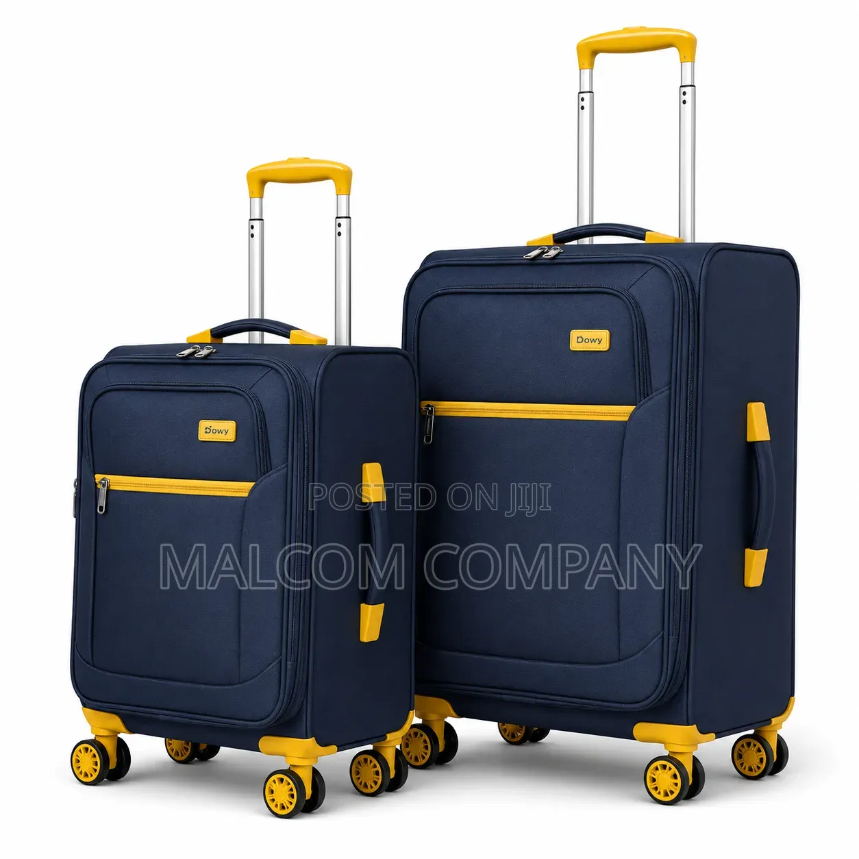 Navy Blue Softshell Trolley Suitcase Set