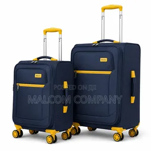 Navy Blue Softshell Trolley Suitcase Set