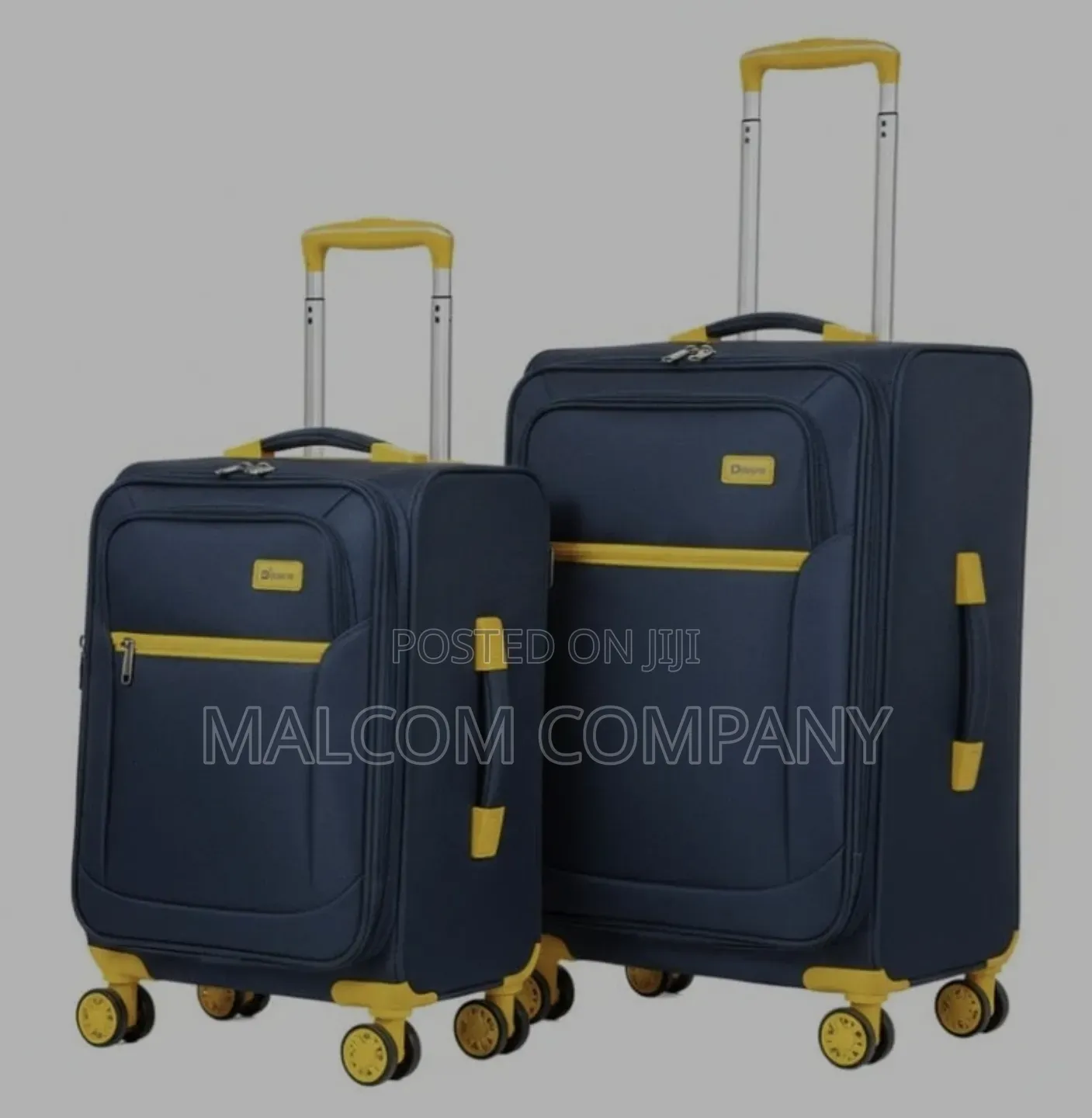 Navy Blue Softshell Trolley Suitcase Set