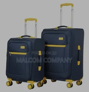 Navy Blue Softshell Trolley Suitcase Set