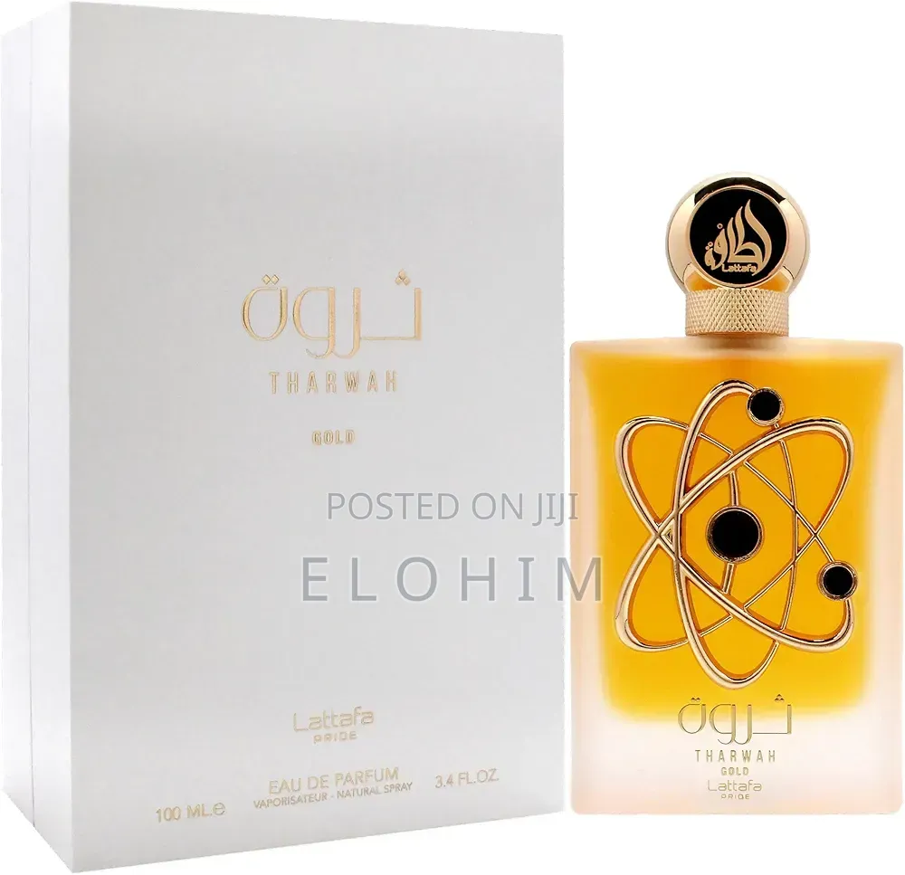 Lattafa Perfumes Tharwah Gold for Unisex Eau De Parfum Spray, 3.4oz