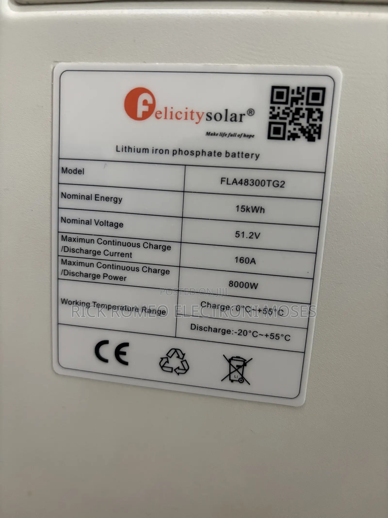 15kwh 48v Felicity Lithium Battery