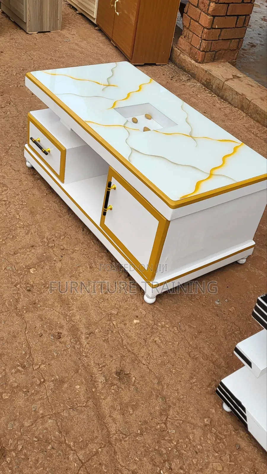 Nesting Table White and Gold Available