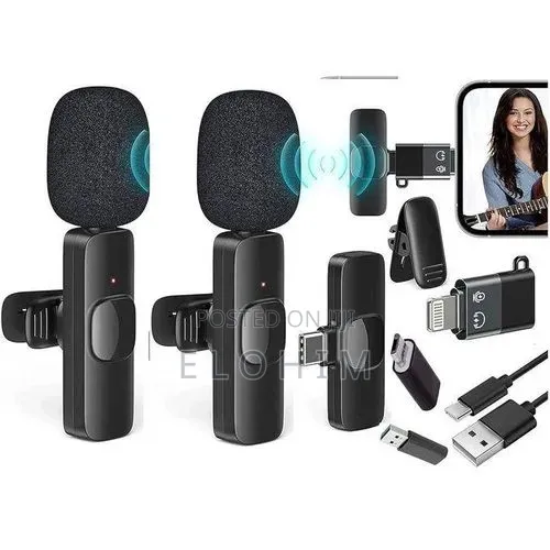 Dual Wireless Mic Clip-on Plug Play Microphone 10hrs Battery,