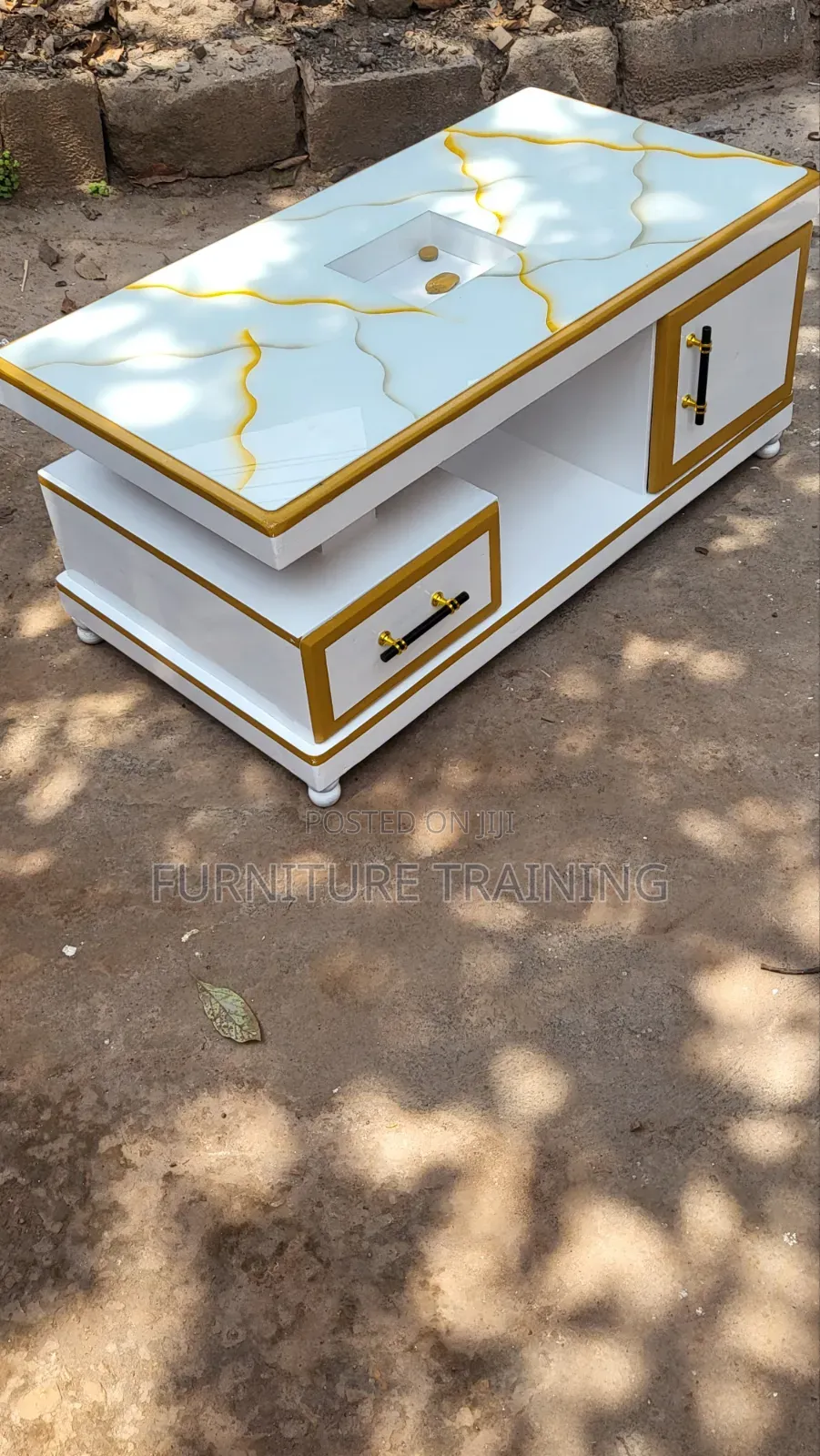 White and Gold Coffee Table Available