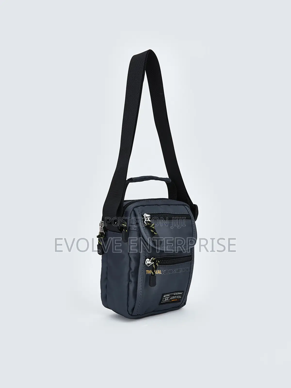 Zippered Men's Shoulder Bag - Grey