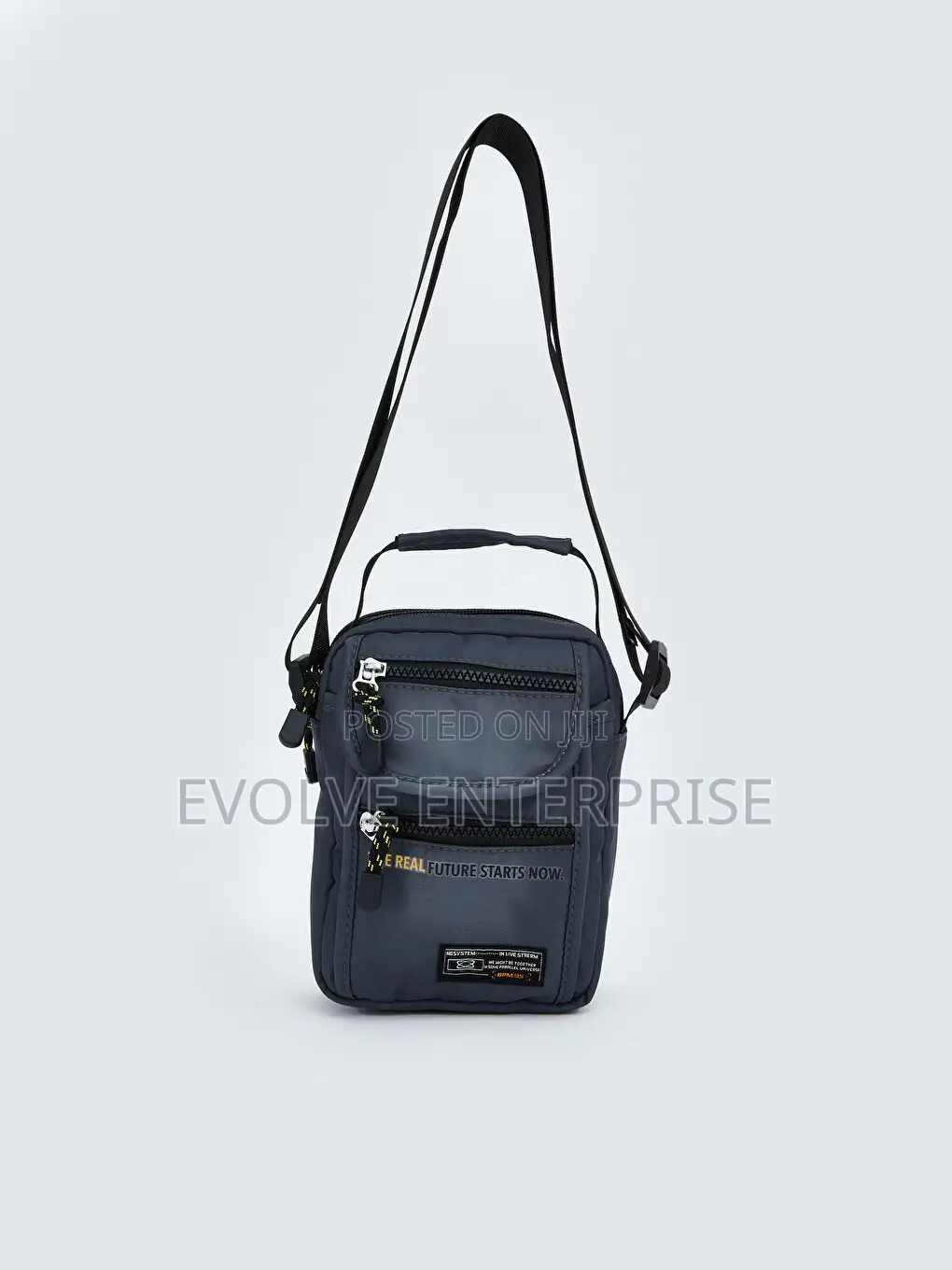 Zippered Men's Shoulder Bag - Grey