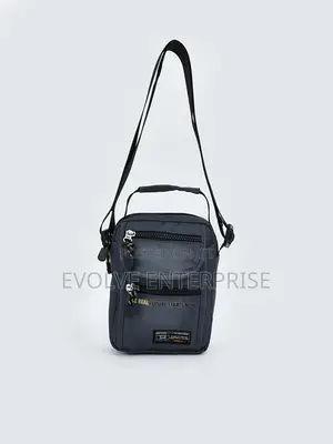 Zippered Men's Shoulder Bag - Grey