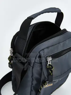 Zippered Men's Shoulder Bag - Grey