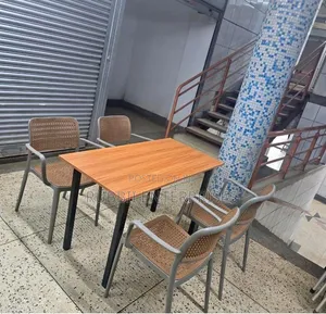 Foldable Table + 4 Rattan Chairs