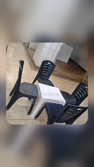 1 Small White Table + 4 Black Woven - Texture Plastic Chair