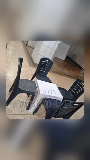 1 Small White Table + 4 Black Woven - Texture Plastic Chair