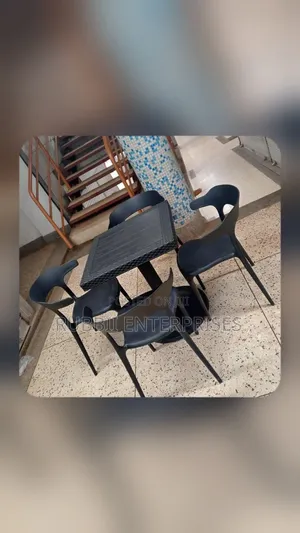 1 Small Square Table + 4 Curved Back Arm Chair