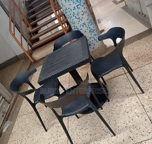 1 Small Square Table + 4 Curved Back Arm Chair
