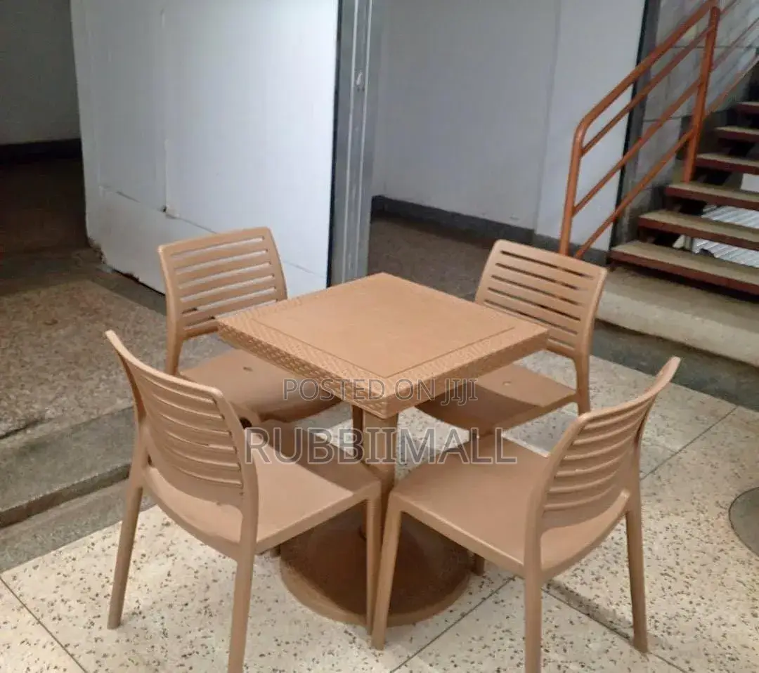 1 Brown Square Table + 4 Armless Chair