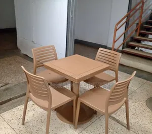 1 Brown Square Table + 4 Armless Chair