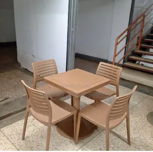 1 Brown Square Table + 4 Armless Chair