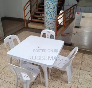 1 White Table + 4 White Chairs