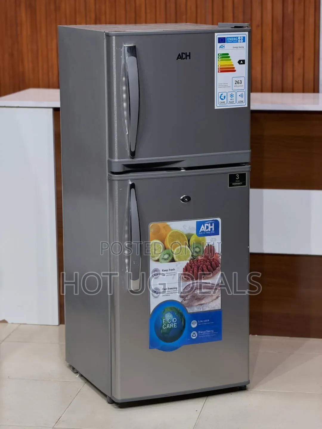 ADH 108 Litres Double Door Refrigerator – Silver Fridge Freezer