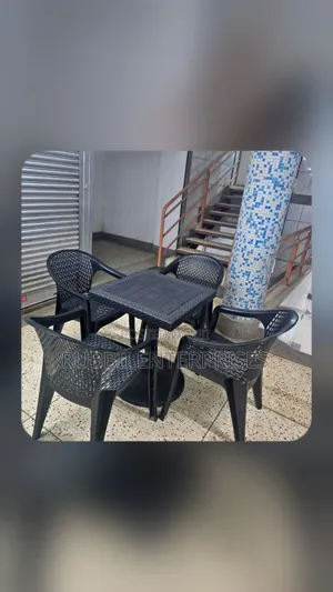 1 Small Square Table + 4 Mesh - Pattern Plastic Arm Chair