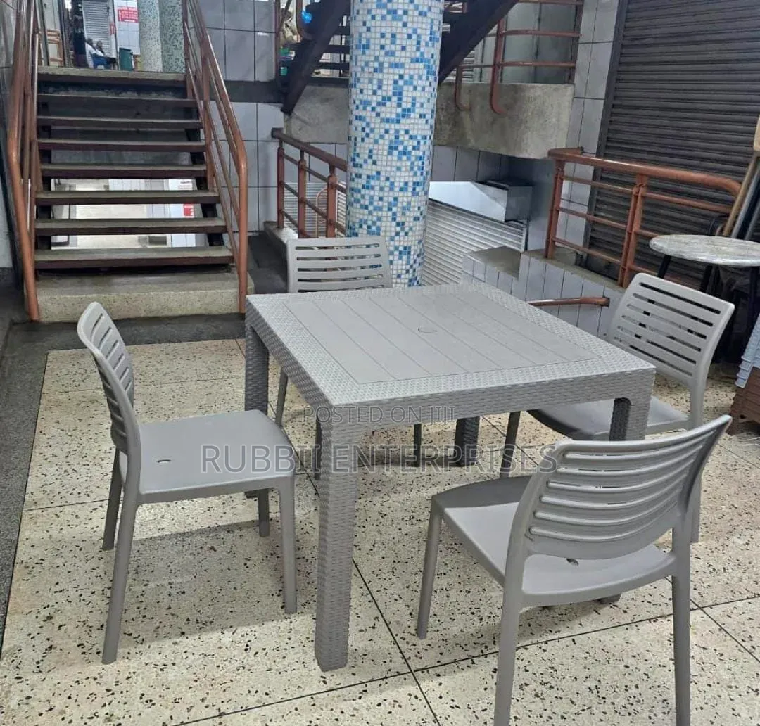 1Grey Square Table + 4 Grey VIP Armless Chair